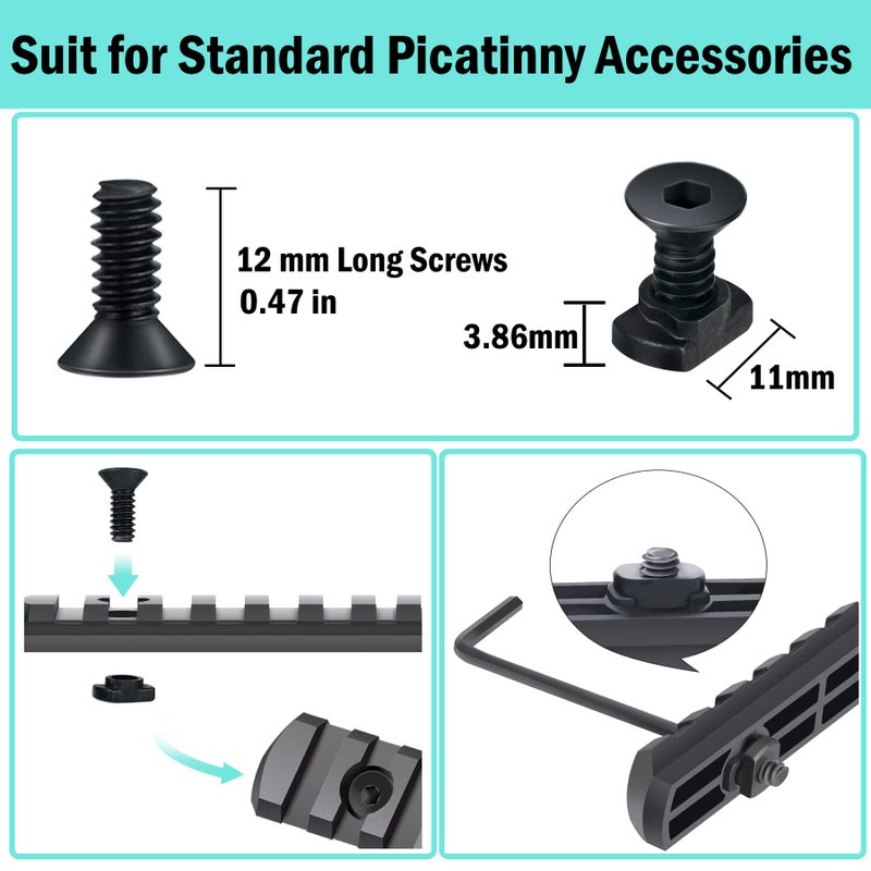 Pecawen 16 Pack M5 T-Nut Screw Replacement Sets,Compatible with Rail Mount, with Thread Locking Screws, Wrench and Nuts, Hardware for Standard Rail Systems (16 x Screws, 16 x Nuts and 3 x Wrench)â€¦ - Image 3